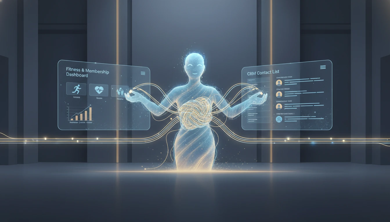 An AI presence untangling connections between a membership app and a CRM